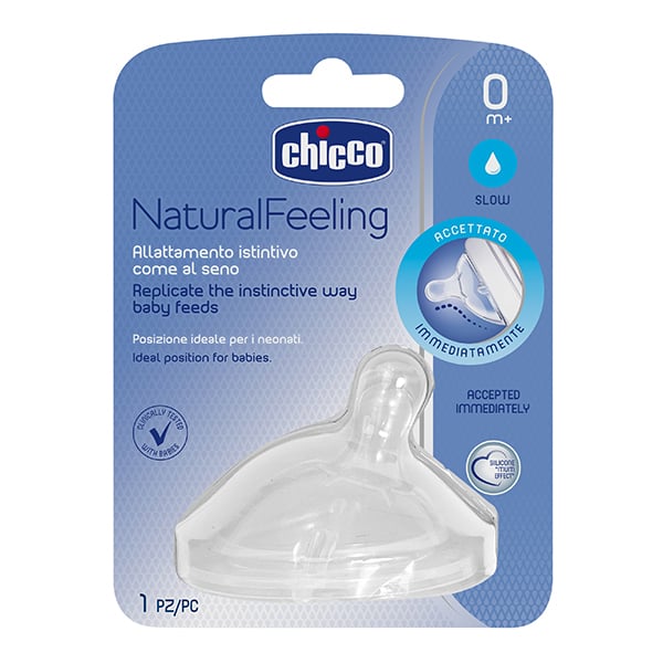 Chicco Silicone Nipple. 0m+ Normal Flow 81011-10 Natural Feeling